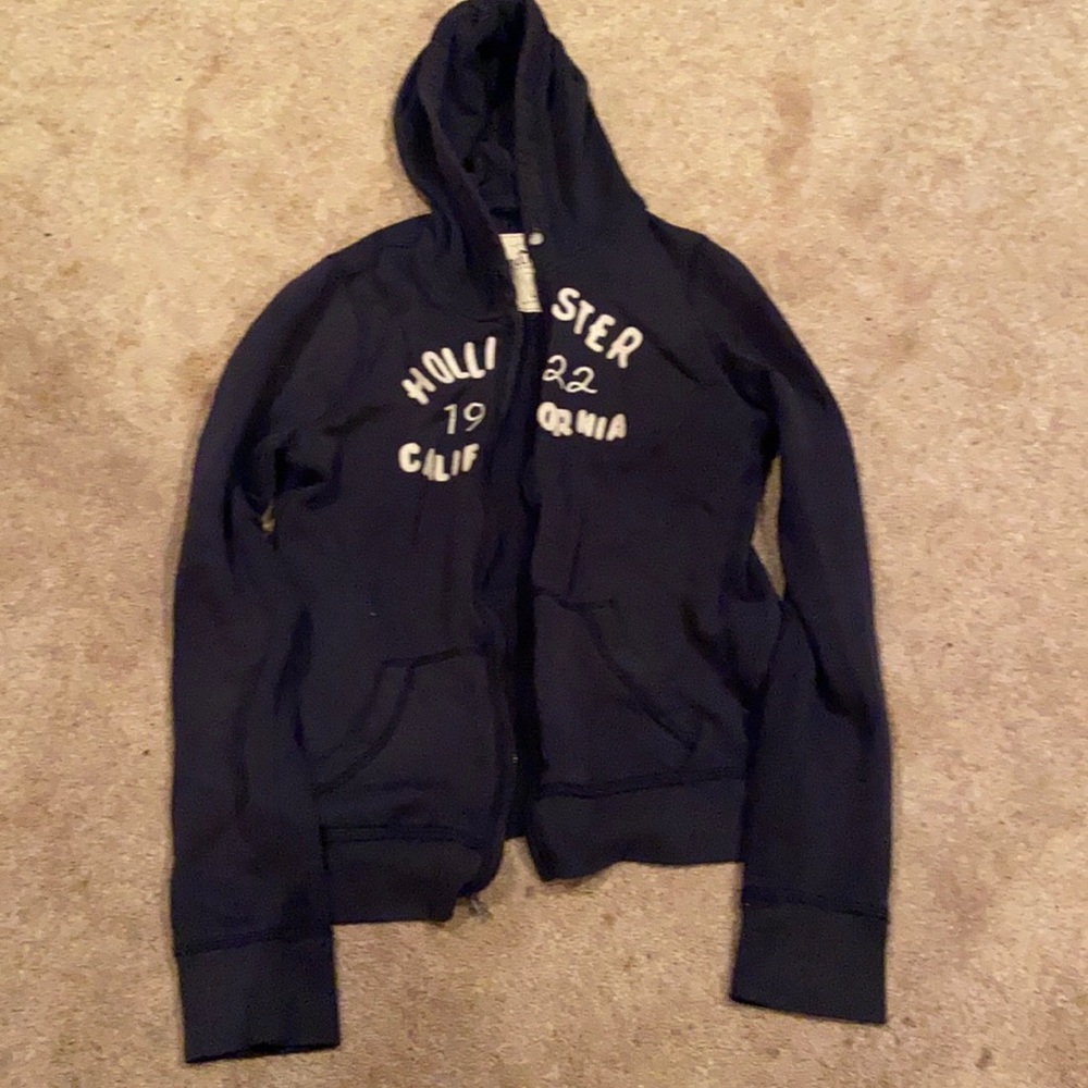Hollister navy zip up hoodie